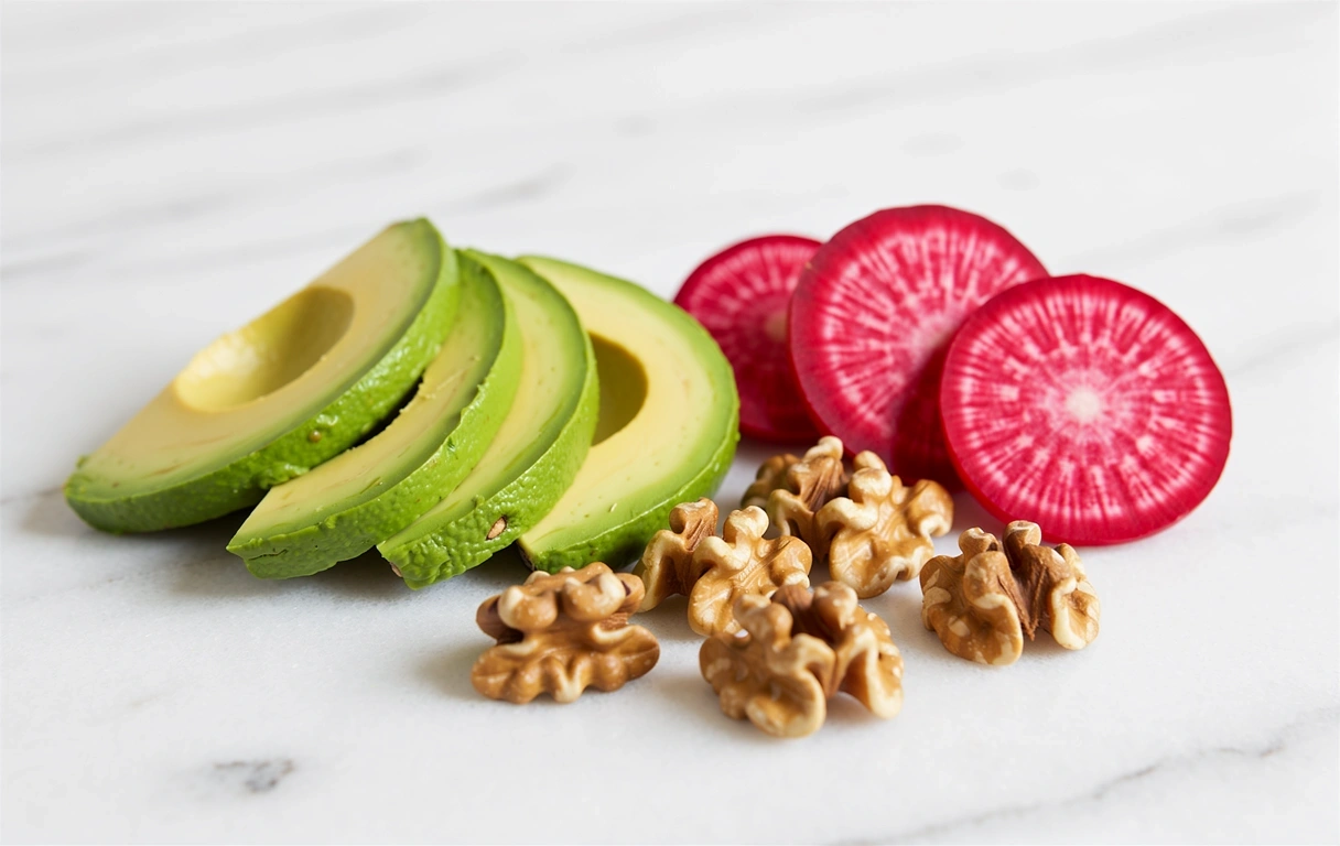 Frische gesunde Zutaten für eine ausgewogene Ernährung